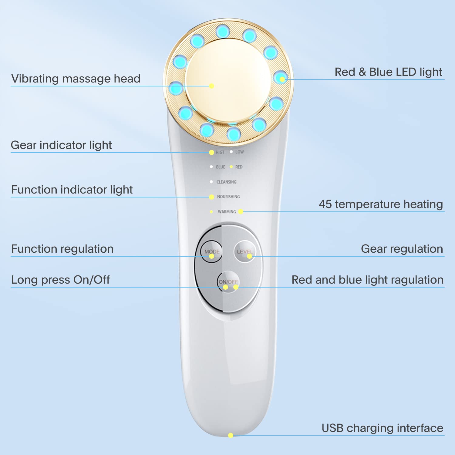 Galvanic Facial Machine Face Massager 7 in 1 Skin Care Tools High Frequency Facial Machine - Image 6